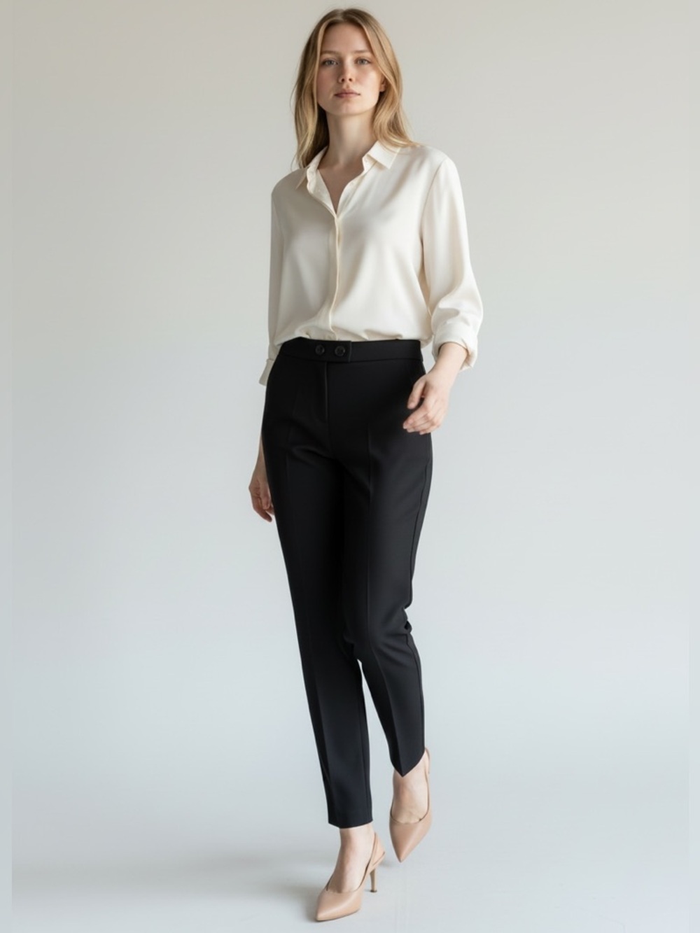 Willow & Thread Black Cigarette Trousers Slim Leg Pants Size 0